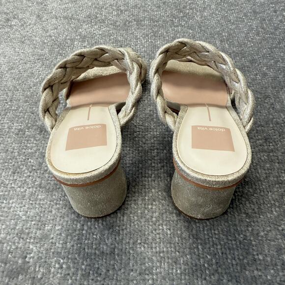 Dolce Vita Shoes Womens Size 7.5 Gold Heels Braided Sandals Block Party Chic - Picture 4 of 12
